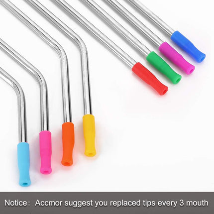 22Pcs Reusable Straws Tips, Silicone Straw Tips, Multi-color Food Grade Straw Tip Covers Only Fit for 1/4 Inch Wide(6MM Out diameter) Stainless Steel Straws by.