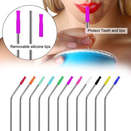 22Pcs Reusable Straws Tips, Silicone Straw Tips, Multi-color Food Grade Straw Tip Covers Only Fit for 1/4 Inch Wide(6MM Out diameter) Stainless Steel Straws by.