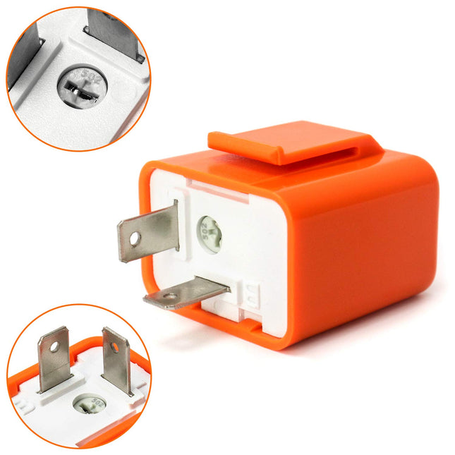 2Pcs 2-Pin Electronic Turn Signal Flasher Relay Fix Motorcycle Turn Signal Hyper Flash, Adjustable Motorcycle LED Turn Signal Hyper Indicator Flasher Relay.