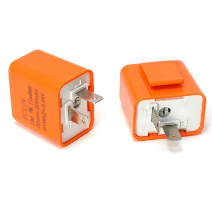 2Pcs 2-Pin Electronic Turn Signal Flasher Relay Fix Motorcycle Turn Signal Hyper Flash, Adjustable Motorcycle LED Turn Signal Hyper Indicator Flasher Relay.