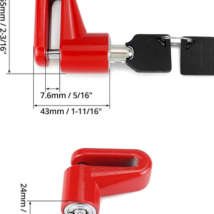 Motorcycle Bike Anti-Theft Wheel Disc Brake Lock, 2 Pack Safety Disc Wheel Lock with Keys, Keyed Differently Mountain Road Bike Padlock.