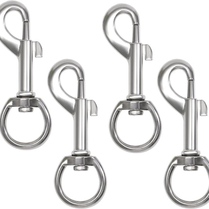 Flag Clips Flagpole Rope Hooks 4 Pcs Swivel Eye Bolt Snap Hooks, Stainless Steel Halyard Rope Clips for Dog Leash, Marine Boat & Diving.