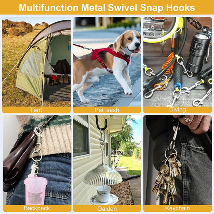 Flag Clips Flagpole Rope Hooks 4 Pcs Swivel Eye Bolt Snap Hooks, Stainless Steel Halyard Rope Clips for Dog Leash, Marine Boat & Diving.