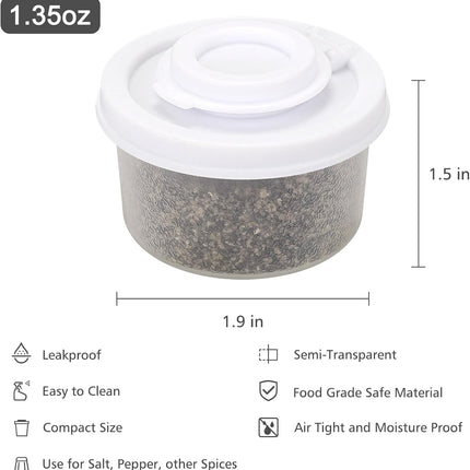 Salt and Pepper Shakers, Mini Salt Shaker to go Moisture Proof Salt Pepper Shakers Spice Container Dispenser for Camping Picnic Lunch Boxes Travel Kitchen.
