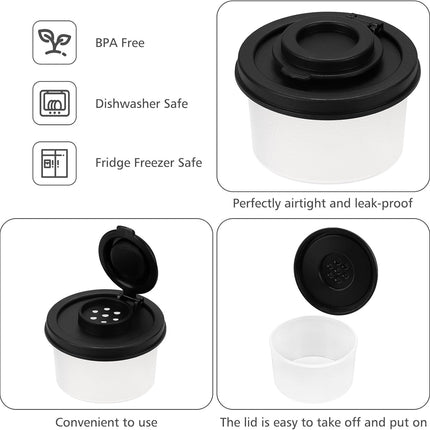 Salt and Pepper Shakers, Mini Salt Shaker to go Moisture Proof Salt Pepper Shakers Spice Container Dispenser for Camping Picnic Lunch Boxes Travel Kitchen.