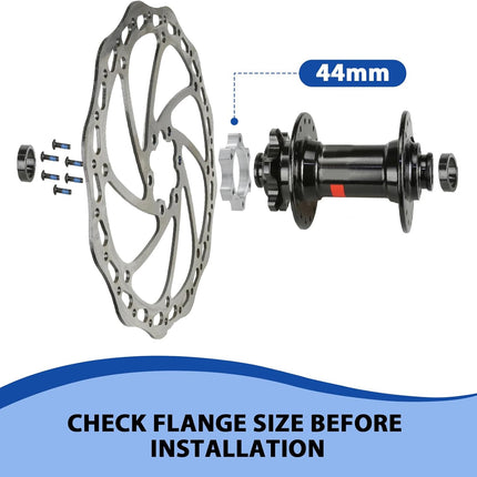 4 Pcs 44MM Bike Freewheel Threaded Hubs Disk Brake Adapter, 1.73-inch Aluminum Alloy 6-Bolt Disc Brake Rotor Flange Adapter, Silver.