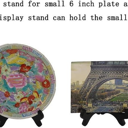 Black 4" Wood-Like Plastic Easels Plate Display Stands Picture Frame Stand Holder-Set of 4.