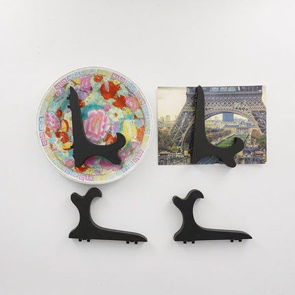 Black 4" Wood-Like Plastic Easels Plate Display Stands Picture Frame Stand Holder-Set of 4.