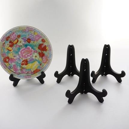 Black 4" Wood-Like Plastic Easels Plate Display Stands Picture Frame Stand Holder-Set of 4.