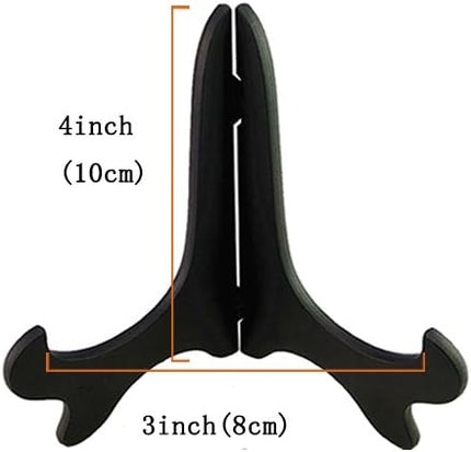 Black 4" Wood-Like Plastic Easels Plate Display Stands Picture Frame Stand Holder-Set of 4.