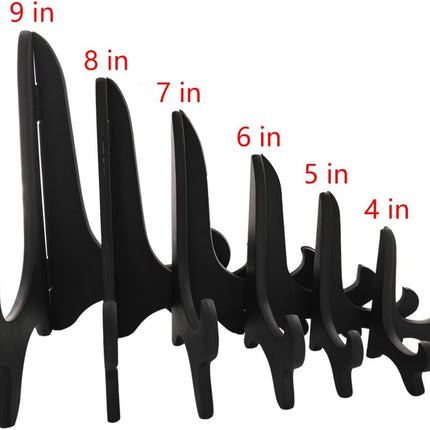 Black 4" Wood-Like Plastic Easels Plate Display Stands Picture Frame Stand Holder-Set of 4.