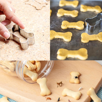 Dog Cookie Cutters Set 3 Piece -3 Different Sizes Of Dog, Bone, and Paw Print Cookie Mold Dog Bone Cutters Stainless Steel Shaped Cutters for Homemade Treats,Cakes and Cookies.