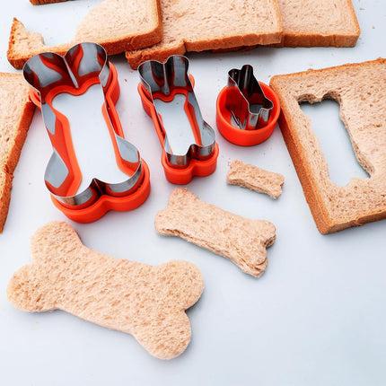 Dog Cookie Cutters Set 3 Piece -3 Different Sizes Of Dog, Bone, and Paw Print Cookie Mold Dog Bone Cutters Stainless Steel Shaped Cutters for Homemade Treats,Cakes and Cookies.