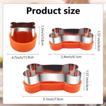 Dog Cookie Cutters Set 3 Piece -3 Different Sizes Of Dog, Bone, and Paw Print Cookie Mold Dog Bone Cutters Stainless Steel Shaped Cutters for Homemade Treats,Cakes and Cookies.