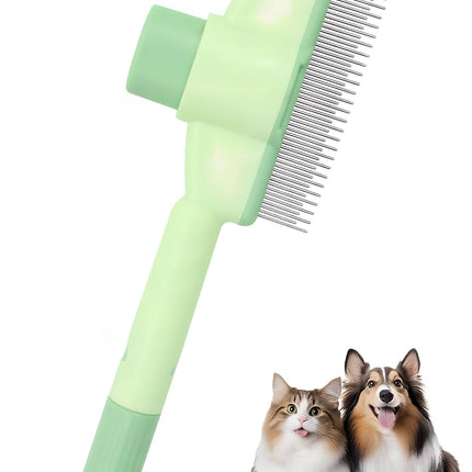 Pet Comb for Cats,Pet Hair Removal Comb Flea Comb with Release Button (Green).