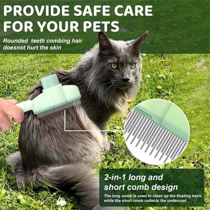 Pet Comb for Cats,Pet Hair Removal Comb Flea Comb with Release Button (Green).