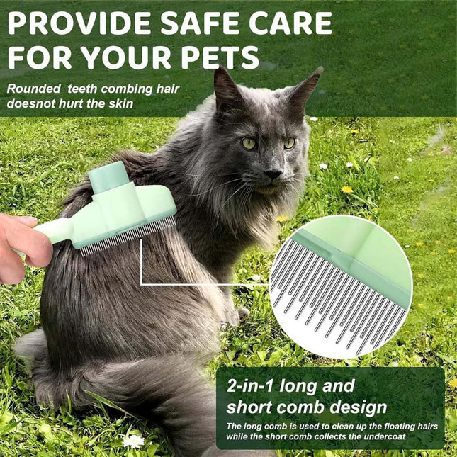 Pet Comb for Cats,Pet Hair Removal Comb Flea Comb with Release Button (Green).