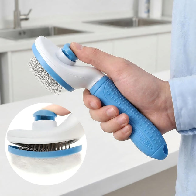 Dog Cat Shedding Brush, Self Cleaning Deshedding Tool for Undercoat, Grooming Rake for Long Short Hair Pets, Skin Friendly Fur Remover.