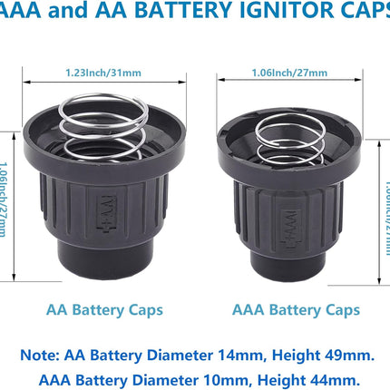 2Pcs AA Battery Push Button Igniter Caps with Spring, Igniter Replacement Button Cap for Blackstone Char-Broil Gas Grill, BBQ, Fire Pit, Barbecue, Spark Generator Cover.
