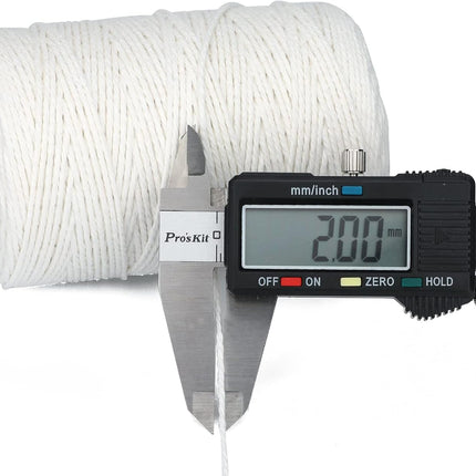 White Cotton String Butchers Cooking String Twine 2mm 656ft for Crafts, Tying Meat, Making Sausage.