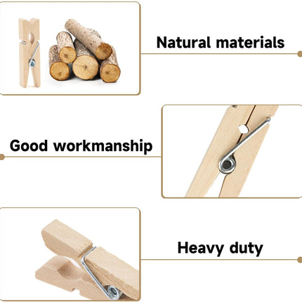 Mini Clothespins with String - 100Pcs Small Wooden Clothes Pins, Natural Brown Photo Hanging Clips, Craft Clips for Picture, Cocktails Decor, Baby Shower, Wedding.