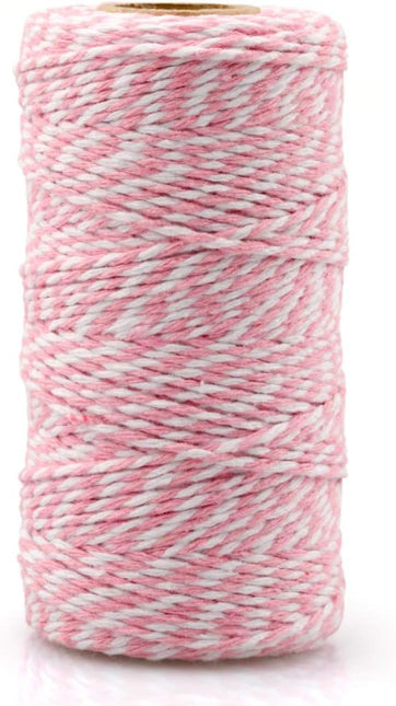 Pink and White Twine String, 328 Feet Christmas Bakers Twine String, 2MM Heavy Duty Packing String for DIY Crafts, Christmas Decoration, Gift Wrapping, Craft Wrapping.