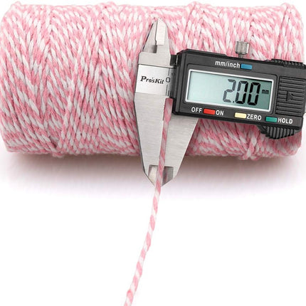Pink and White Twine String, 328 Feet Christmas Bakers Twine String, 2MM Heavy Duty Packing String for DIY Crafts, Christmas Decoration, Gift Wrapping, Craft Wrapping.