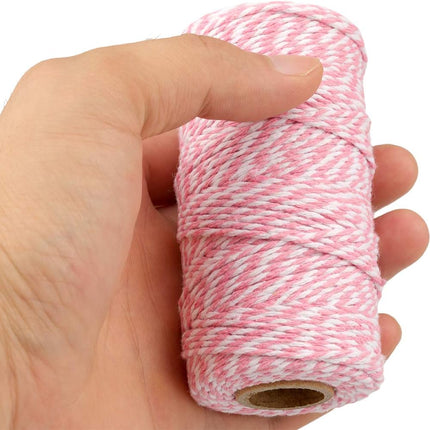 Pink and White Twine String, 328 Feet Christmas Bakers Twine String, 2MM Heavy Duty Packing String for DIY Crafts, Christmas Decoration, Gift Wrapping, Craft Wrapping.