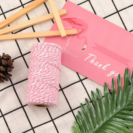 Pink and White Twine String, 328 Feet Christmas Bakers Twine String, 2MM Heavy Duty Packing String for DIY Crafts, Christmas Decoration, Gift Wrapping, Craft Wrapping.