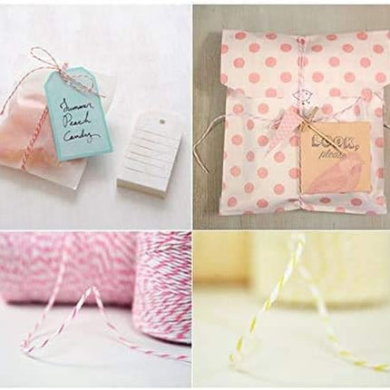 Pink and White Twine String, 328 Feet Christmas Bakers Twine String, 2MM Heavy Duty Packing String for DIY Crafts, Christmas Decoration, Gift Wrapping, Craft Wrapping.