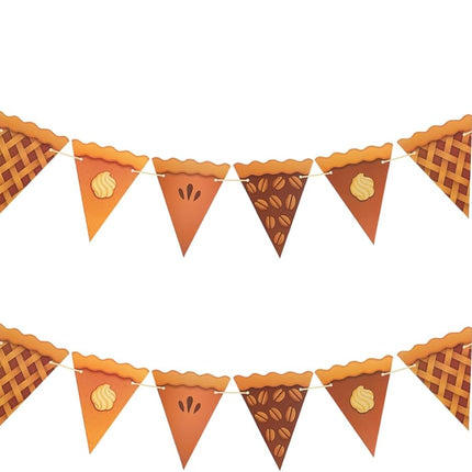 Thanksgiving Pumpkin Pie Banner – 2PCS Pre-Strung Pie Party Banner,Pumpkin Decor, Thanksgiving Party Banner for Party Supplies, Fireplace, Wall, Table, Classroom, Mantel Decor.