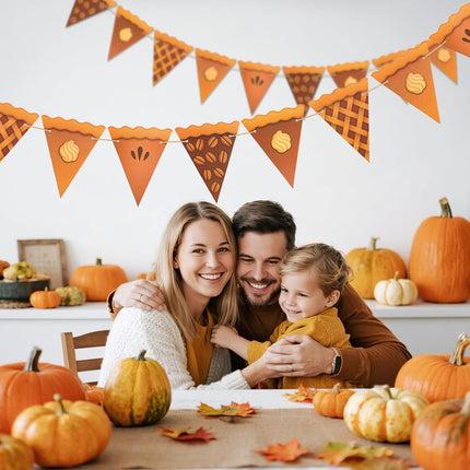 Thanksgiving Pumpkin Pie Banner – 2PCS Pre-Strung Pie Party Banner,Pumpkin Decor, Thanksgiving Party Banner for Party Supplies, Fireplace, Wall, Table, Classroom, Mantel Decor.