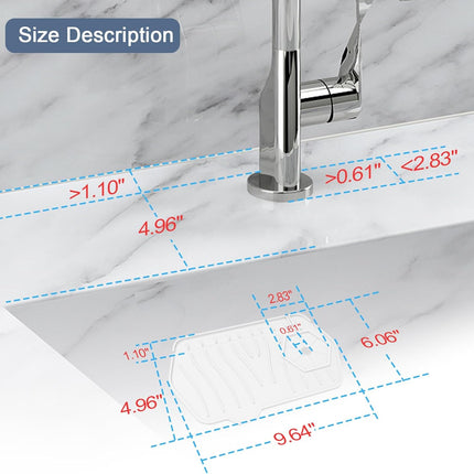 Sink Drain Mat - Unilateral Faucet Guard with 2 Drain Ports, Foldable for Kitchen & Bathroom (White).