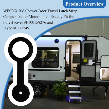 2 Pcs RV Shower Door Latch Strap, Silicone, Black, Fits Most Shower Doors for RV/Camper/Motorhome/Third Wheel, Compatible with Forest River #F100158276 and Jayco #0273349.