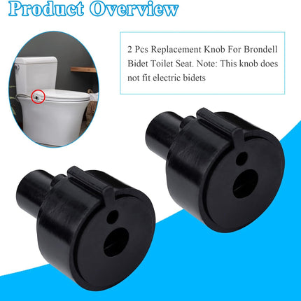 2 Pcs Replacement Knob For Brondell Bidet Toilet Seat, Complicable with Brondell CL99, Fits Non-Electric Swash Seat, Replacement Knob for the Center Plastic Section Only, Black Plastic.