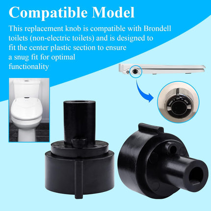 2 Pcs Replacement Knob For Brondell Bidet Toilet Seat, Complicable with Brondell CL99, Fits Non-Electric Swash Seat, Replacement Knob for the Center Plastic Section Only, Black Plastic.