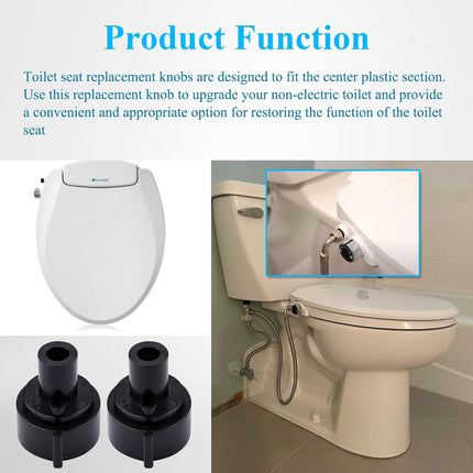 2 Pcs Replacement Knob For Brondell Bidet Toilet Seat, Complicable with Brondell CL99, Fits Non-Electric Swash Seat, Replacement Knob for the Center Plastic Section Only, Black Plastic.