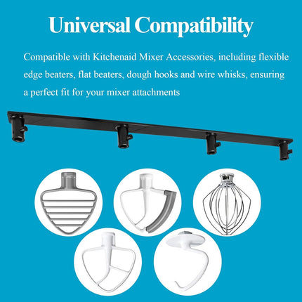 Plastic Stand Mixer Attachment Holder Compatible With Kitchenaid Mixer Accessories, Organize Flat Paddle Beater, Wire Whisk, Dough Hook Attachments, Space Saver for Wall or Below Cabinets,1 Pcs Black.
