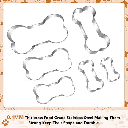 Dog treats Cutters Set 6 Pieces Dog Cookie Cutter sets Different Sizes Mini Small Medium Big Cut Out for Homemade Treats and Baking.