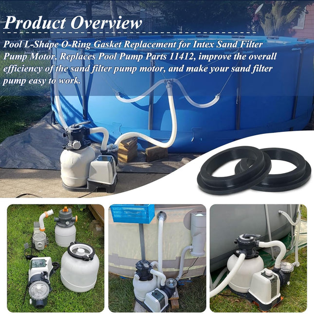 2 Pcs 11412 Pool L-Shape O-Ring Gasket, Air Release Valve O-Ring, Fit for Intex Krystal Clear Sand Filter Pump Motor, Replaces Pool Pump Parts for Above Ground Pools.