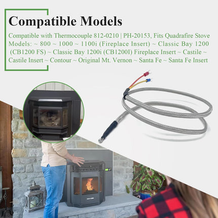 812-1322, 812-4920 Thermocouple Ceramic Protection Tube Cover Fit for QuadraFire Pellet Stove, Compatible with Thermocouple 812-0210, Fits Quadra-Fire 800, 1000, 1100i, 1200, 1200i Pellet Stoves.