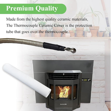 812-1322, 812-4920 Thermocouple Ceramic Protection Tube Cover Fit for QuadraFire Pellet Stove, Compatible with Thermocouple 812-0210, Fits Quadra-Fire 800, 1000, 1100i, 1200, 1200i Pellet Stoves.