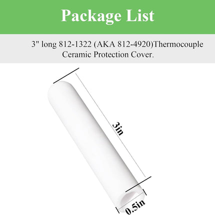 812-1322, 812-4920 Thermocouple Ceramic Protection Tube Cover Fit for QuadraFire Pellet Stove, Compatible with Thermocouple 812-0210, Fits Quadra-Fire 800, 1000, 1100i, 1200, 1200i Pellet Stoves.