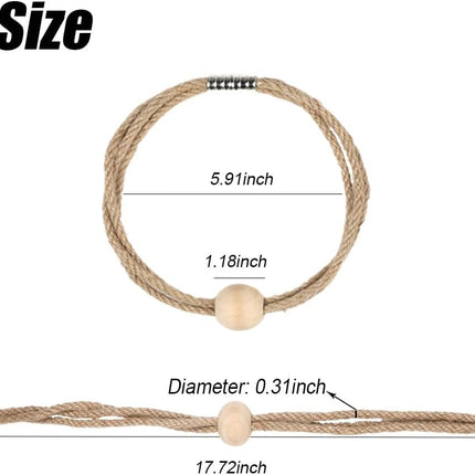 Jute Magnetic Curtain Tiebacks, Wood Bead Curtain Holdbacks for Window Drapery, Boho Farmhouse Curtain Tie Backs, Woven Curtain Ties Holder Rope Home Decor (2, Jute-1 Bead).