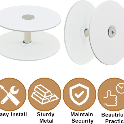 Premium Steel Door Hole Cover Plate, 2-5/8" Deadbolt Cover Plate with Screws and Nut, Enhanced Home Security, Privacy on Entry Doors (White, Round).