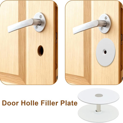 Premium Steel Door Hole Cover Plate, 2-5/8" Deadbolt Cover Plate with Screws and Nut, Enhanced Home Security, Privacy on Entry Doors (White, Round).