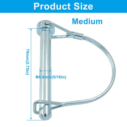 2 Pack Trailer Coupler Pin, Zinc Plated Carbon Steel Locking Pin, 5/16" x 2.75" Medium Hitch Pin for Trailers/Garden.