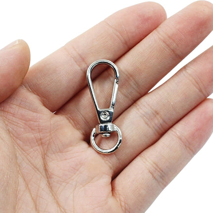 4 Pcs Swivel Snap Hooks with Key Rings, Double Opening Metal Swivel Clasps Lanyard Snap Hooks Lobster Claw Clasps Keychain Hooks for Key Jewelry DIY Crafts, Silver.