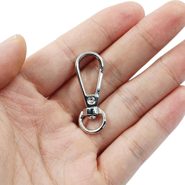 4 Pcs Swivel Snap Hooks with Key Rings, Double Opening Metal Swivel Clasps Lanyard Snap Hooks Lobster Claw Clasps Keychain Hooks for Key Jewelry DIY Crafts, Silver.