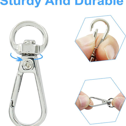 4 Pcs Swivel Snap Hooks with Key Rings, Double Opening Metal Swivel Clasps Lanyard Snap Hooks Lobster Claw Clasps Keychain Hooks for Key Jewelry DIY Crafts, Silver.